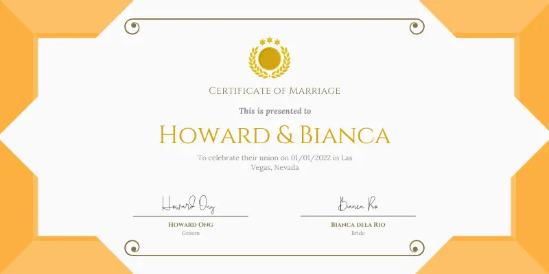 Fake Marriage Certificate Las Vegas