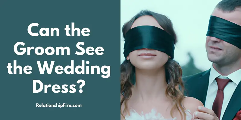 Bride and groom in blindfolds - Can a Groom See the Wedding Dress