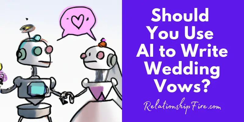 Two cartoon robots getting married - Should You Use AI to Write Wedding Vows