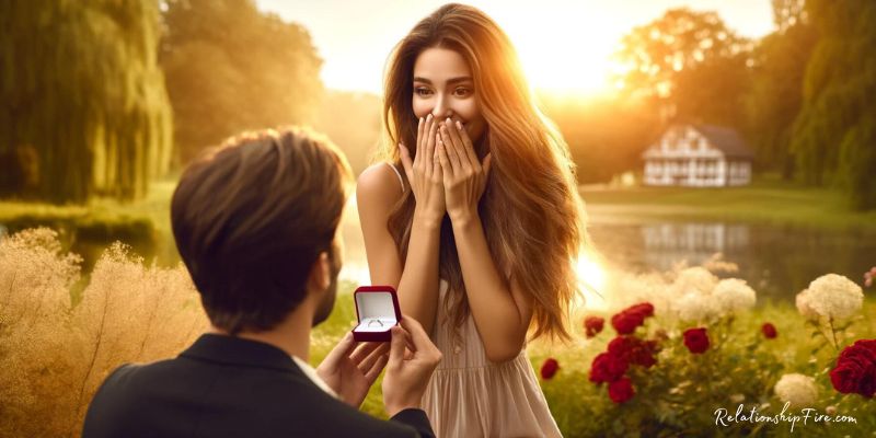 Man proposing to a woman by a pond - How to Get a Guy to Propose